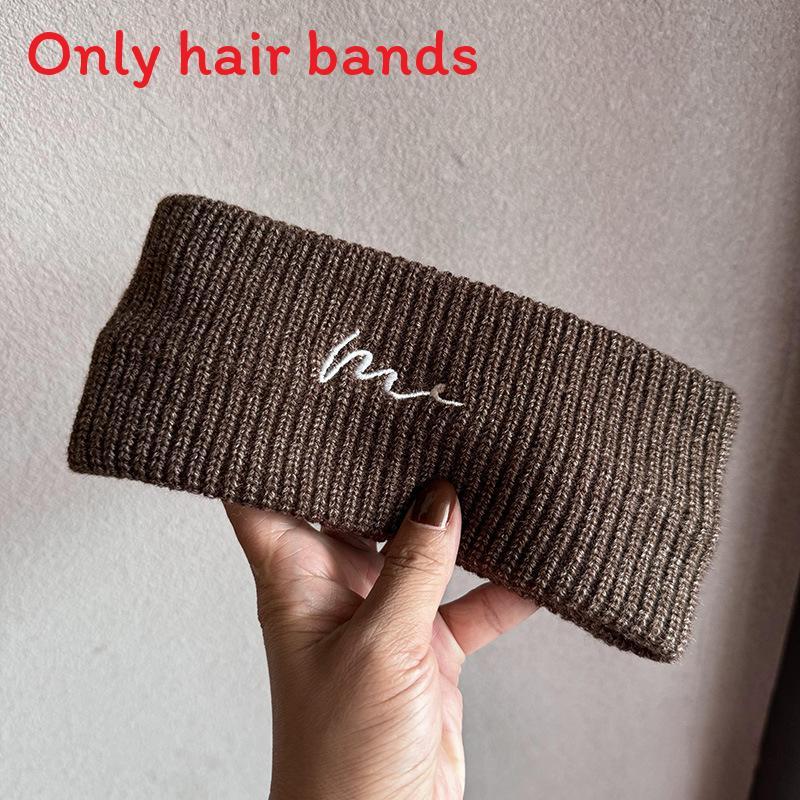 

Fashionable Knitted Wide Headband With Alphabet Design For Daily Use And Sport Brown