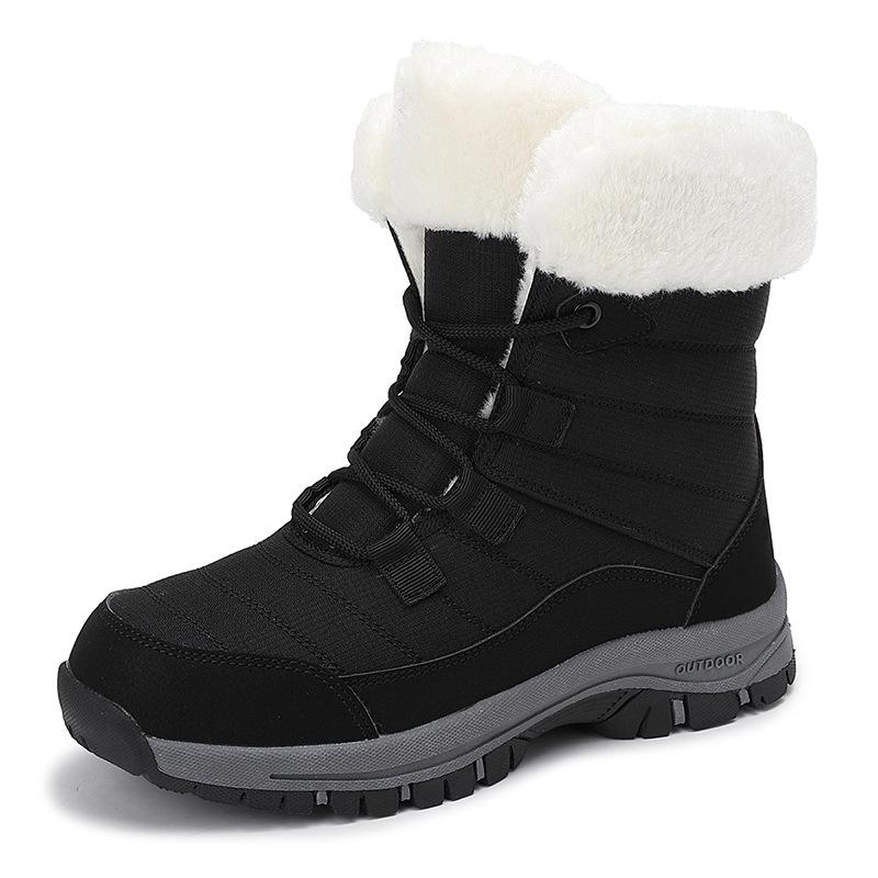 Women's Winter Warm Snow Boots Outdoor Waterproof Anti-Slip Ankle Booties With Faux Fur Lined Comfortable Lace-Up Hiking Walking Boot Shoes for Women