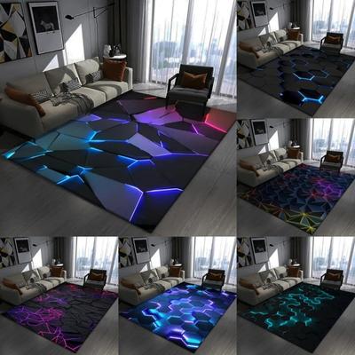 Auffälliger 3D Geometrischer Teppich Große Bodenmatte für Schlafzimmer und Spielzimmer Moderner Rutschfester Teppich für Trendige Heimdeko Geschenk