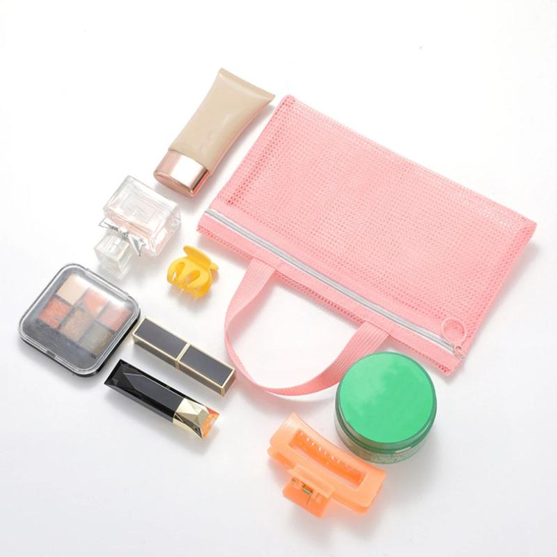 Rosa Netz Multi-Taschen Mini Kosmetiktasche Schwimmtasche Tragbare Reise-Aufbewahrungstasche Tragbare Badezimmer-Taschen Strandtaschen Ein Pack