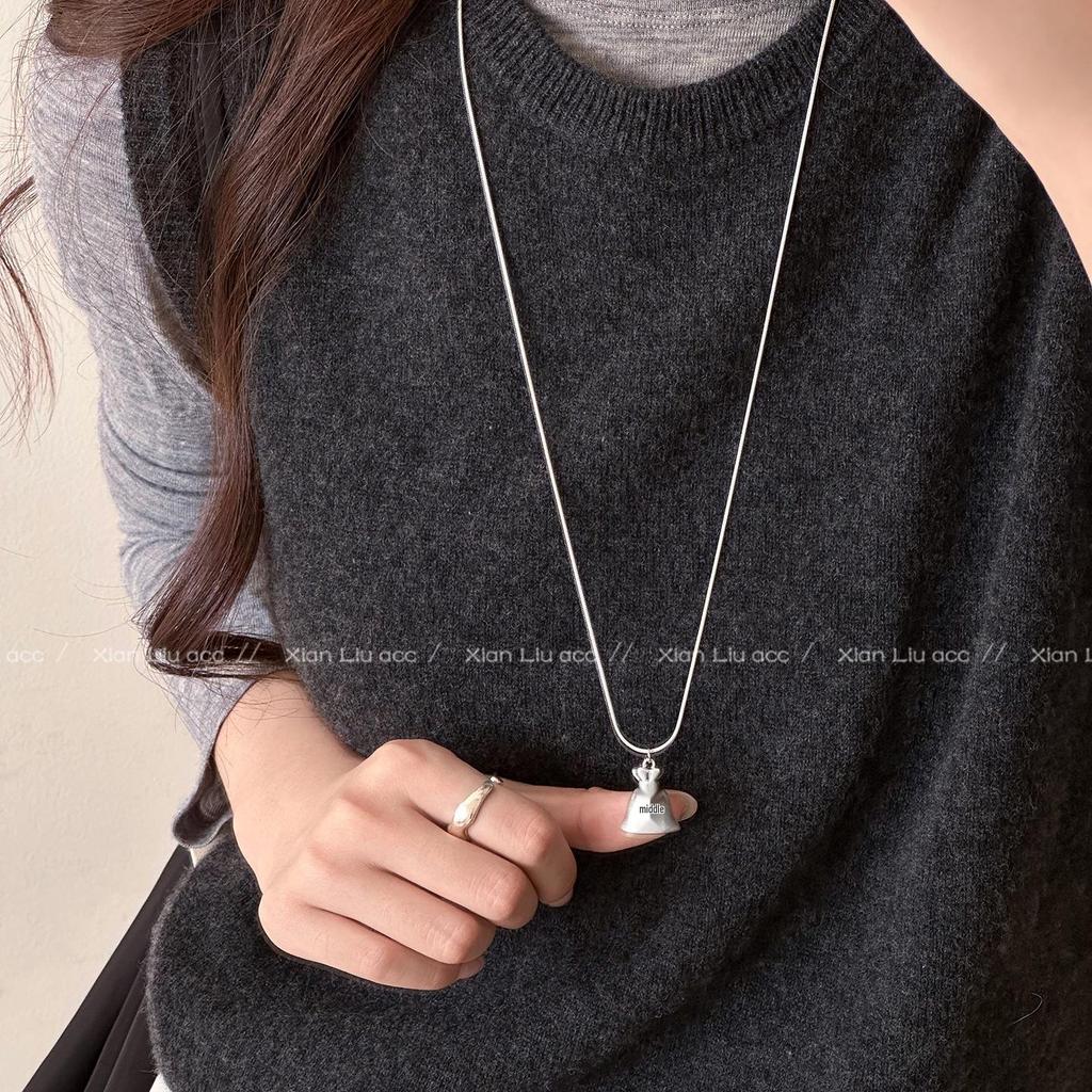 Women's Money Bag Pendant Necklace, 2025 Adjustable Sweater Chain, Light Luxury Style.