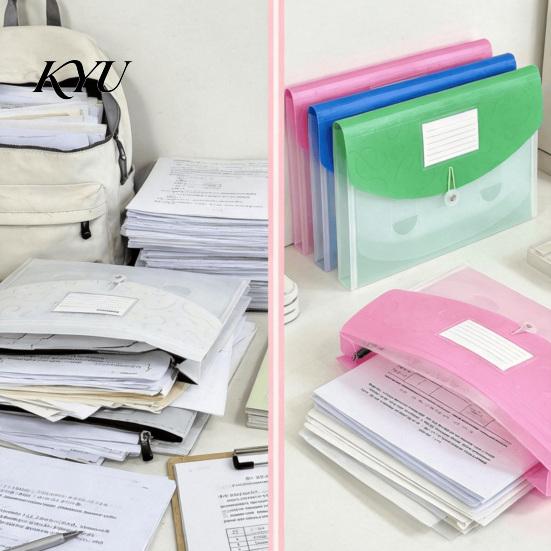 Student File Holder Expandable Document Folder with Label Slot, Layered Design Waterproof PP Envelope, Secure Rope Closure Organizer for Office