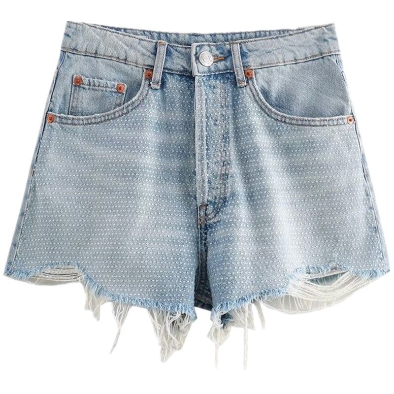 Fashion Style 2024 Autumn New Women's Clothing Mid Waist Stylish Easiest for Match Slim Looking Denim Shorts 8197202