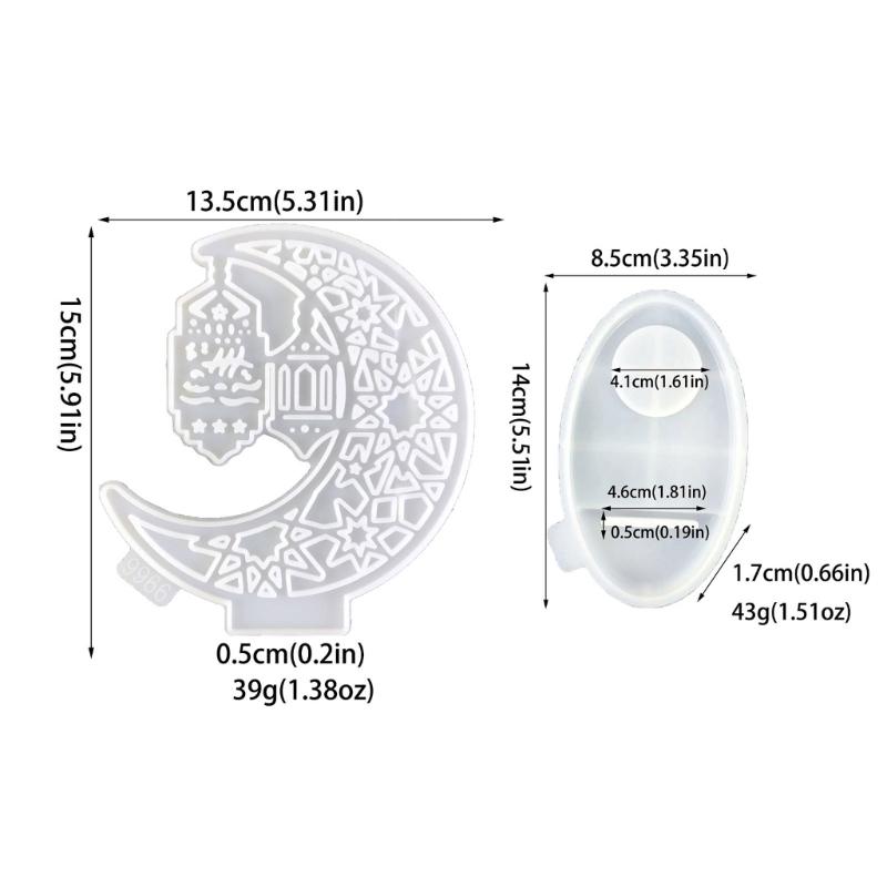 Eid Theme Tealight Holder Molds with Base, Moon Shape Candlestick Molds for DIY CraftCandle Holder Tealight Holder