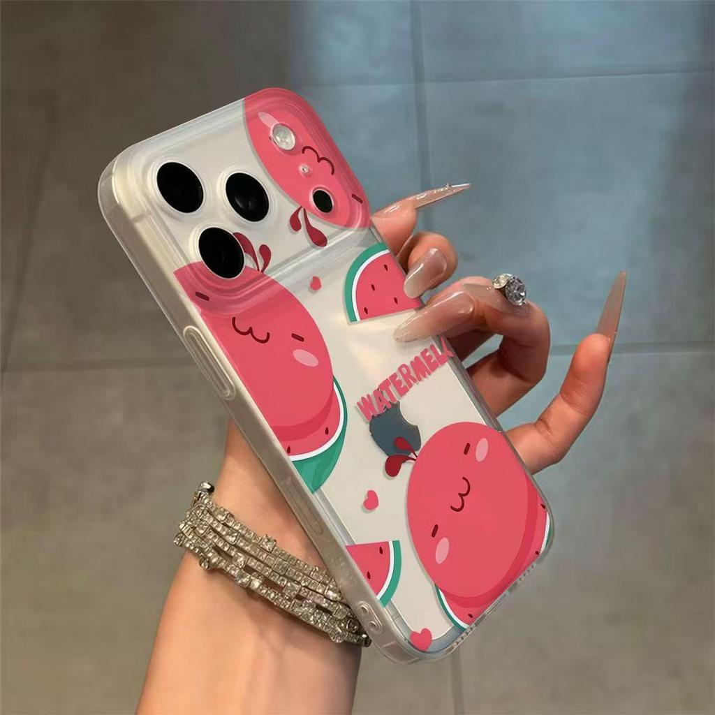 Fun Smile Face Watermelon Camera Button Case for iPhone 17/16/15/14/13/12/11 (Matte Finish)