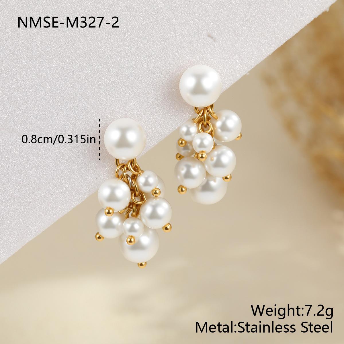 GEMCHIC Women s Grape Pearl Drop Earrings Stainless Steel Gold Plated Fashion Jewelry