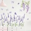 Lavender Flower Wall Stickers, Purple Removable Decals for Bedroom Living Room Home Wall Decor