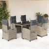 VidaXL 7-Piece Garden Dining Set with Cushions, Table and Chairs with Adjustable Backrest, Outdoor Furniture, 3212649