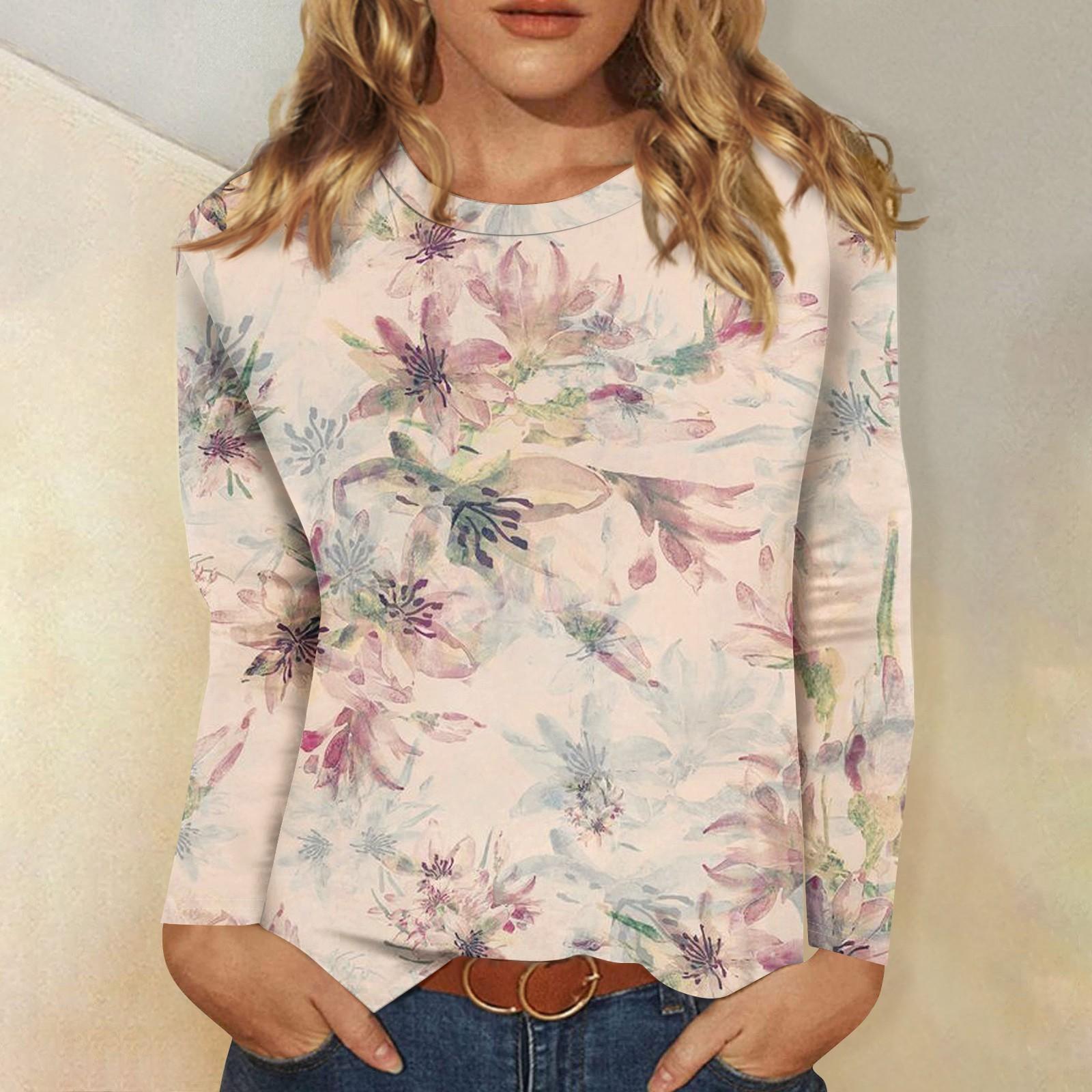 

Жіночі сорочки з довгим рукавом. Трійники з милим принтом. Блузки. Повсякденні топи. Пуловери. XXL рожевий