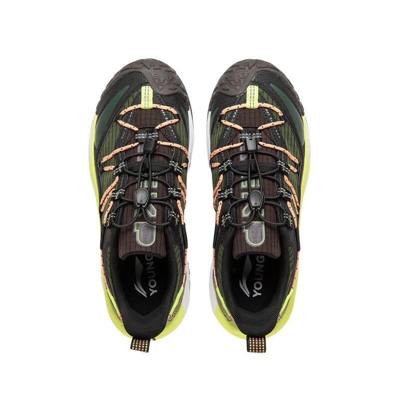 Li Ning Kids Yan Luan 3 V2 Comfortable Soft Non-Slip Wear-Resistant Breathable Support Low-Top Outdoor Shoes Kids outdoor shoes Black Green YKEV002-1