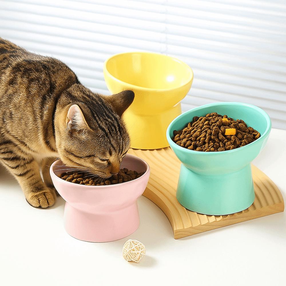 Anti Tipping Cat Slow Food Bowl Slanted Mouth Dog Feeding Basin Pet Drinking Feeder  Kitten Puppy