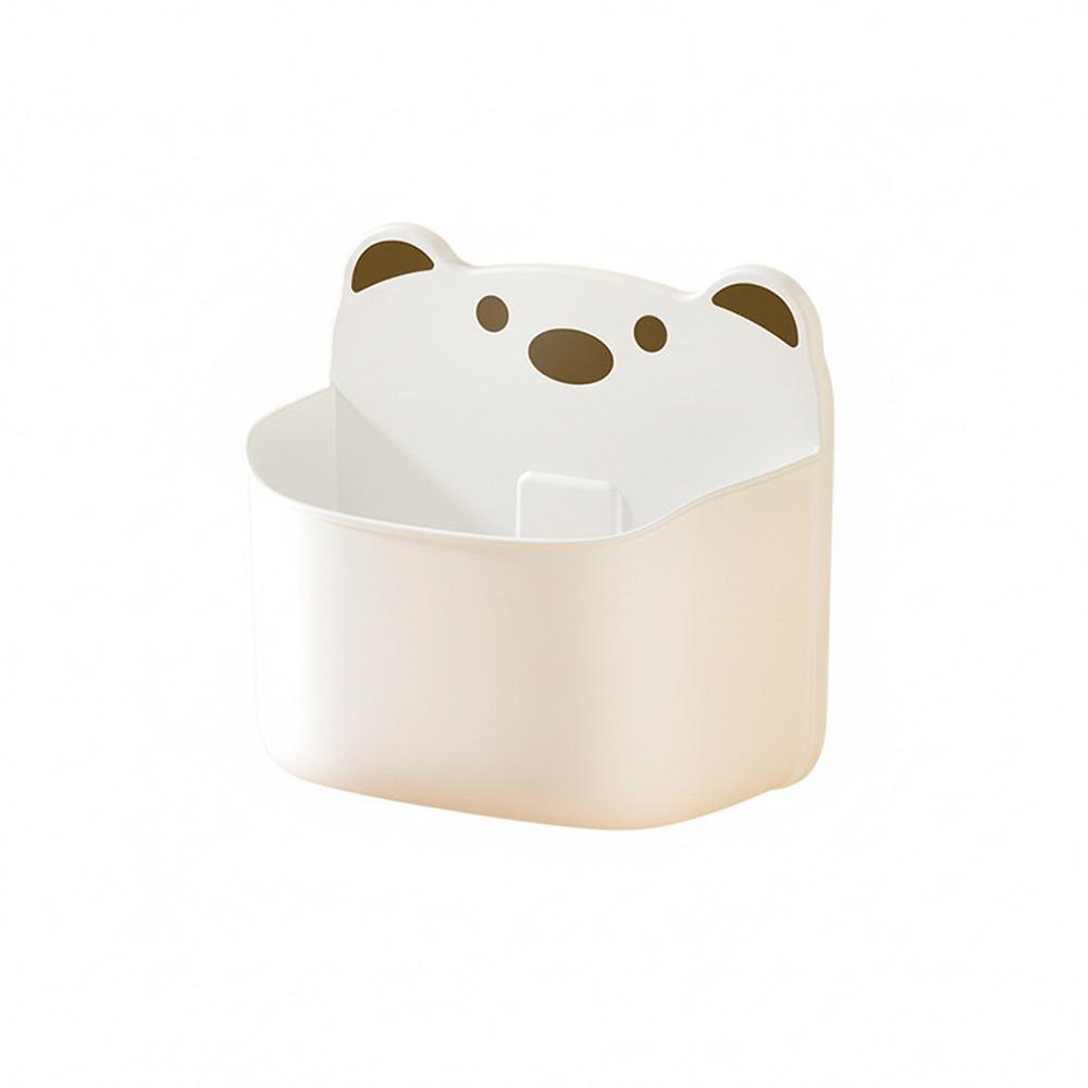 Self Adhesive Wall Mounted Storage Box Cartoon Bear Pen Holder Cute Storage Shelf  Kitchen Bathroom