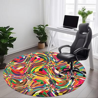 1pc Colorful AbstractChair Carpet for Office, Indoor Non-Slip Washable Polyester Fiber Carpet, Mat For Office, Machine Washable