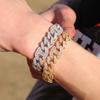 New Hip Hop Gold Jewelry Gold Silver Zircon Cuban Link Bracelet Bling Micro Zircon Bracelet Women Men Iced Out Diamond Bracelets