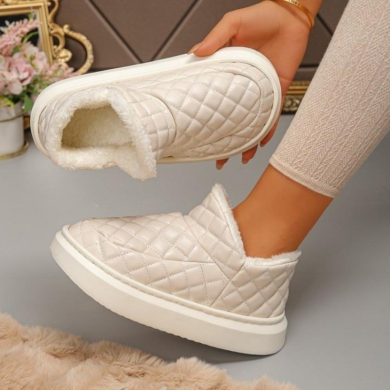 Thick-soled Snow Boots Women's Non-slip New Leather Waterproof Short Cotton Shoes Winter New Warm Velvet Thicker