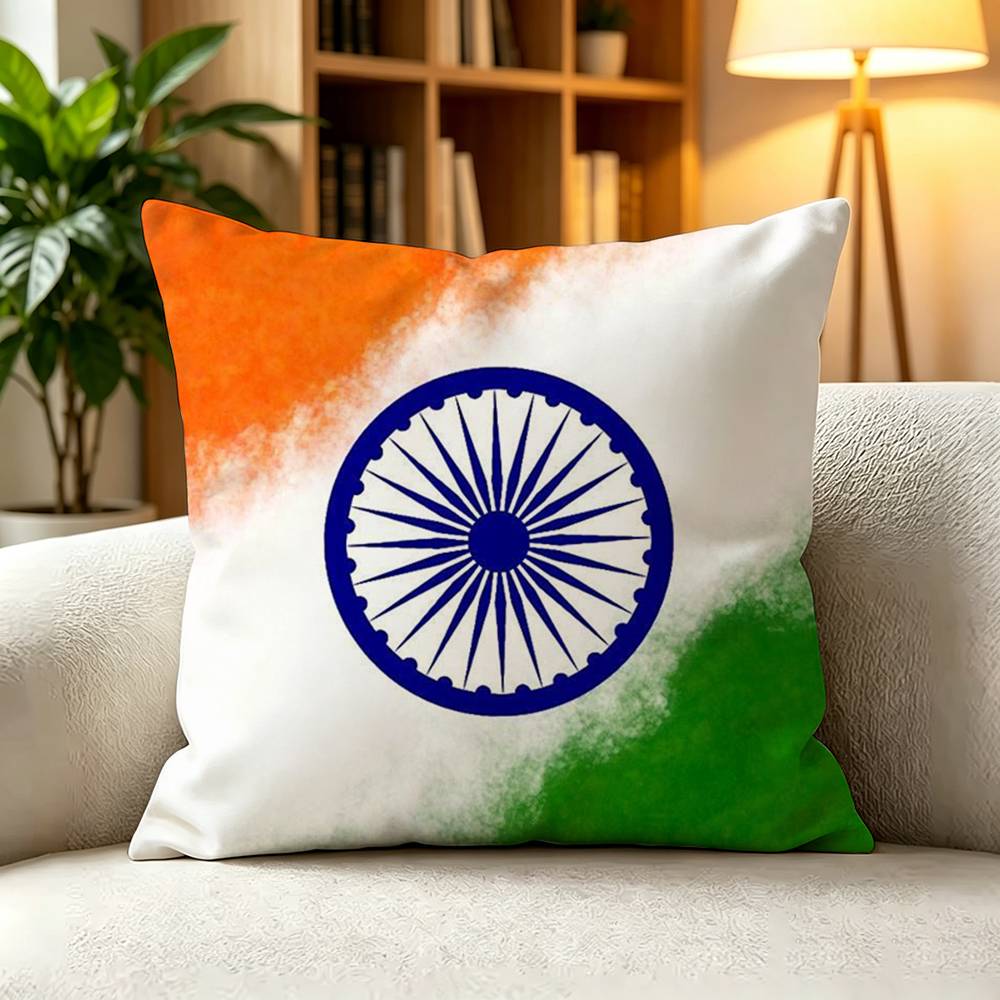 IIndia Indian National Emble Flag Pillow Case Square DoubleSided Sofa Cushion Cover Bedroom Bedside Pillow