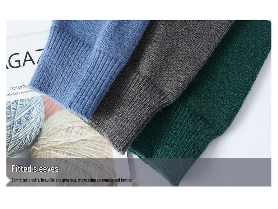 Men's Autumn/Winter Color Block Crew Neck Sweater - Trendy, Warm, Loose Knitwear, Casual Base Layer