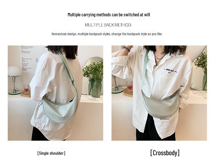 Nylon Crossbody Gyoza Bag: Lightweight, Versatile, Large Capacity Canvas Shoulder Bag for Women