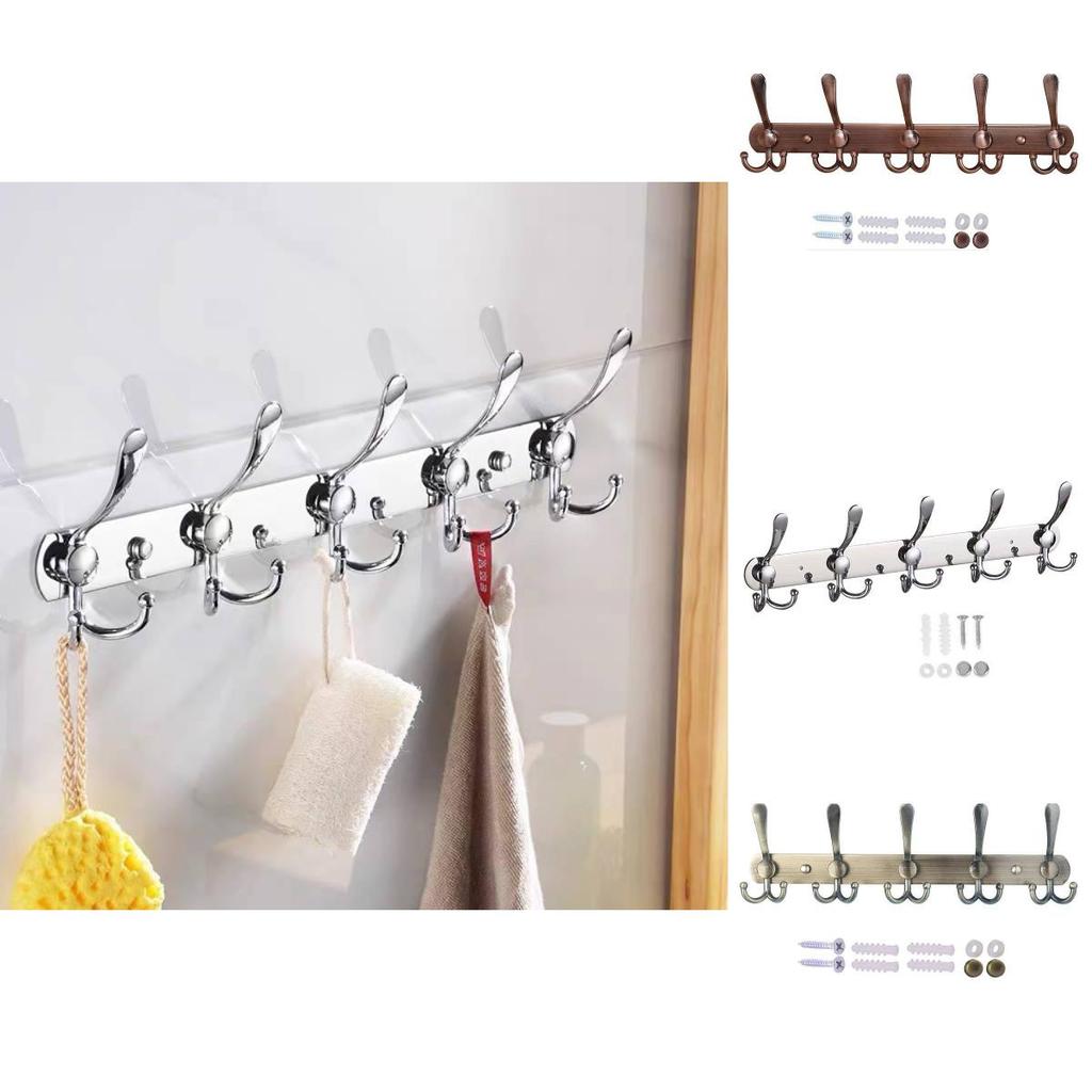 Modern Minimalist Wall Mount Heavy Duty Coat Hook With 5 Hooks For Bathroom And Hotel Doors