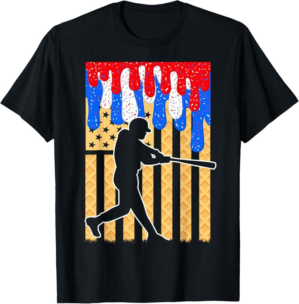 Ice Cream American Flag Vintage Adult S-4XL Unisex T-Shirt XXXXL