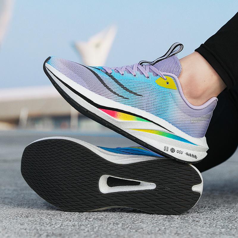 Feidian 4C Carbon Board Running Shoes Popcorn High-quality Running Shoes Luminous Casual Shoes Men's and Women's Sports Shoes Ultra-light and Breatha