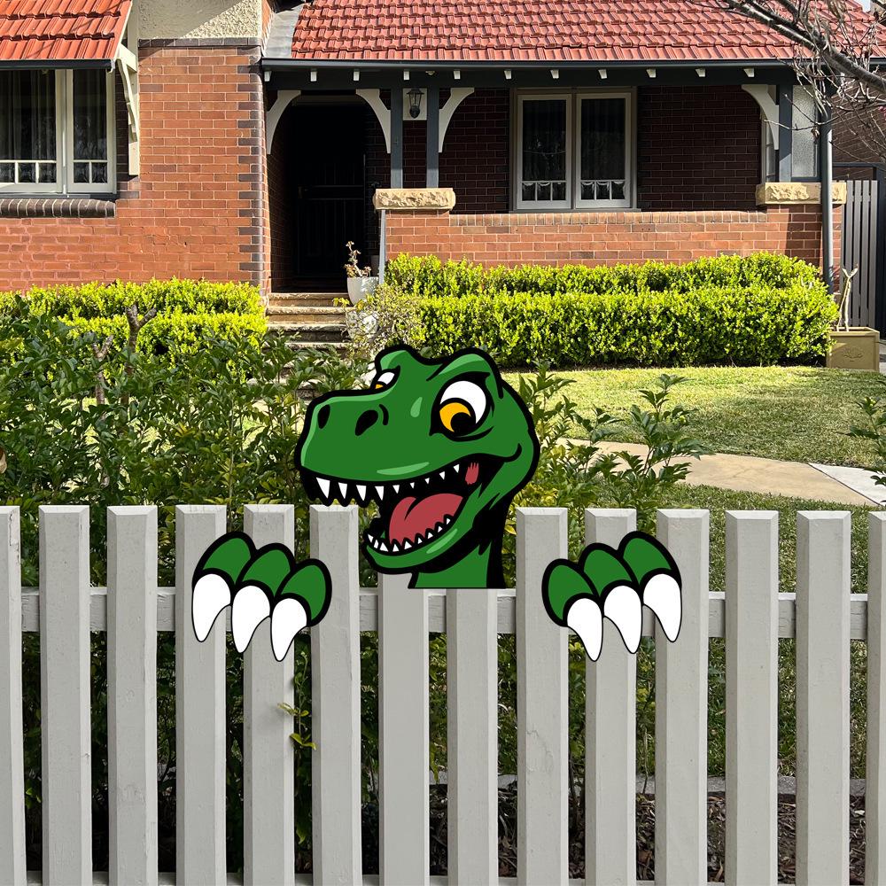 Cartoon Animal Peeking Outdoor Fence Decoration Sign