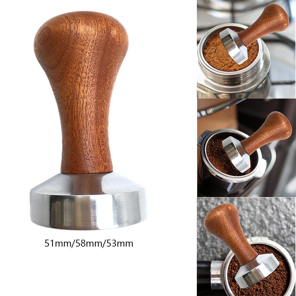 51/53/58 Tamper Leveler Wooden Handle Coffee Distributor for Maker , 51mm
