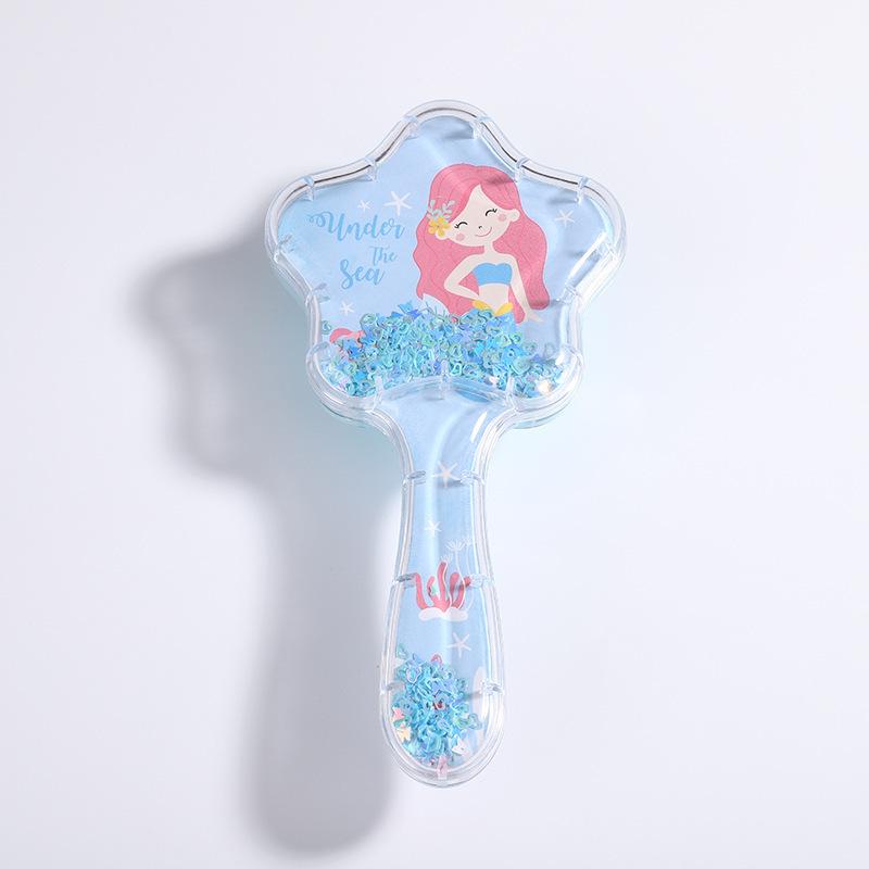 2023 New Cartoon Quicksand Comb with Glitter and Foam Hair Cushion Massage Comb for Cosmetic Styling