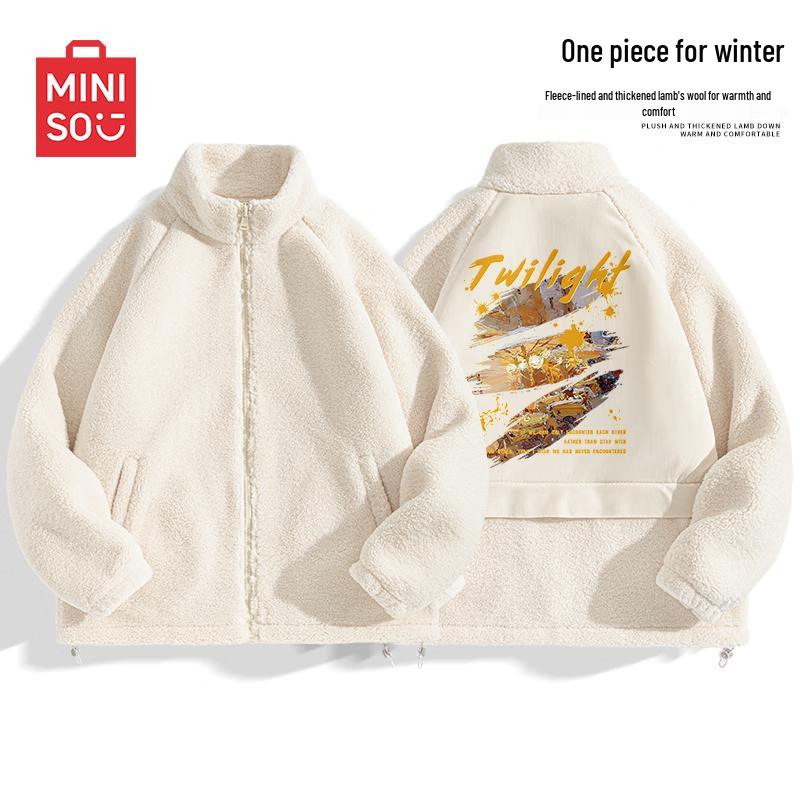MINISO Men s Winter Warm Outdoor Stand Collar Fleece Jacket 2XL