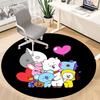 1PC BT21 Characters Office Round Rug - Perfect for Office or Study Decor, Machine Washable, Non-Slip Backing, Decorative Floor Mat