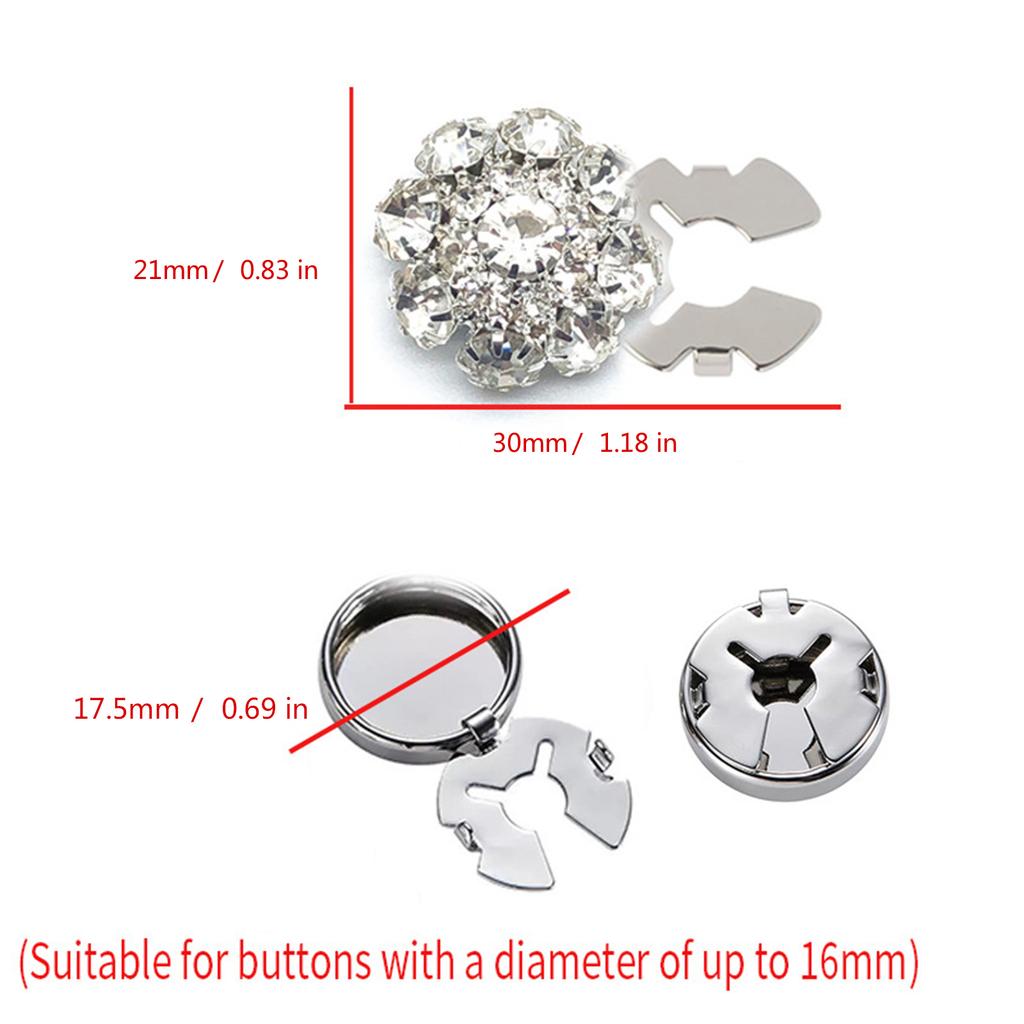 Button Covers Rhinestone Button Cover Flower Button Cover Decorative Button Formal Attend Accessories for Shirt Jeans