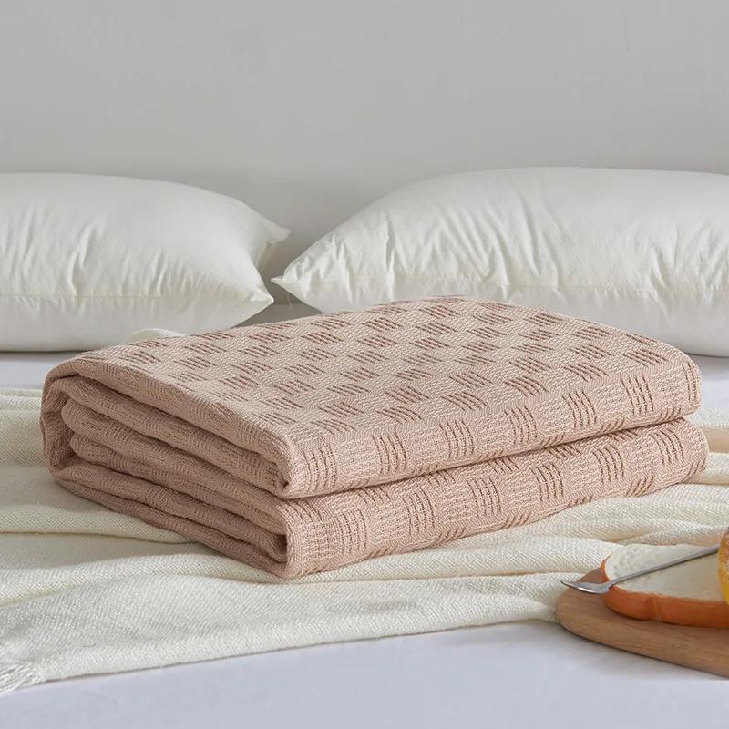 2025 New Class A cotton gauze knitted blanket, towel quilt, office lunch break blanket, sofa towel, single-layer thread blanket