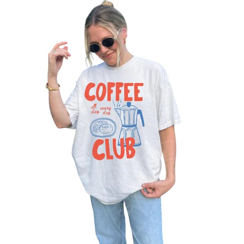 Футболка Coffee Club, Футболка Comfort Colors, Подарок любителю кофе, Ретро футболка с кофе 4XL