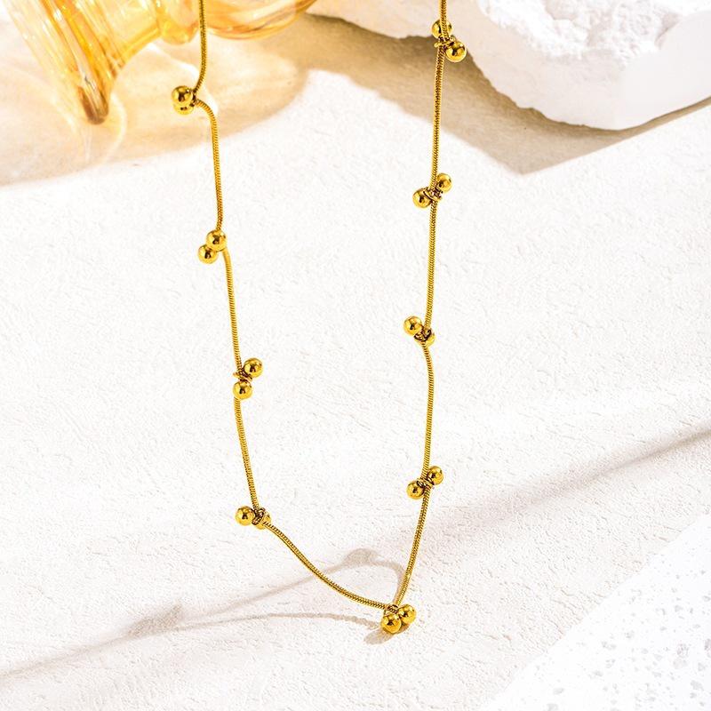 Elegant Gold Ball Geometric Necklace: Stainless Steel Women's Fashion Jewelry