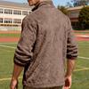 Herren Polarfleecejacke für Winter Einfarbig Stehkragen Langarm Reißverschlussfliege Mantel Lockere Passform Herren Oberbekleidung mit Taschen