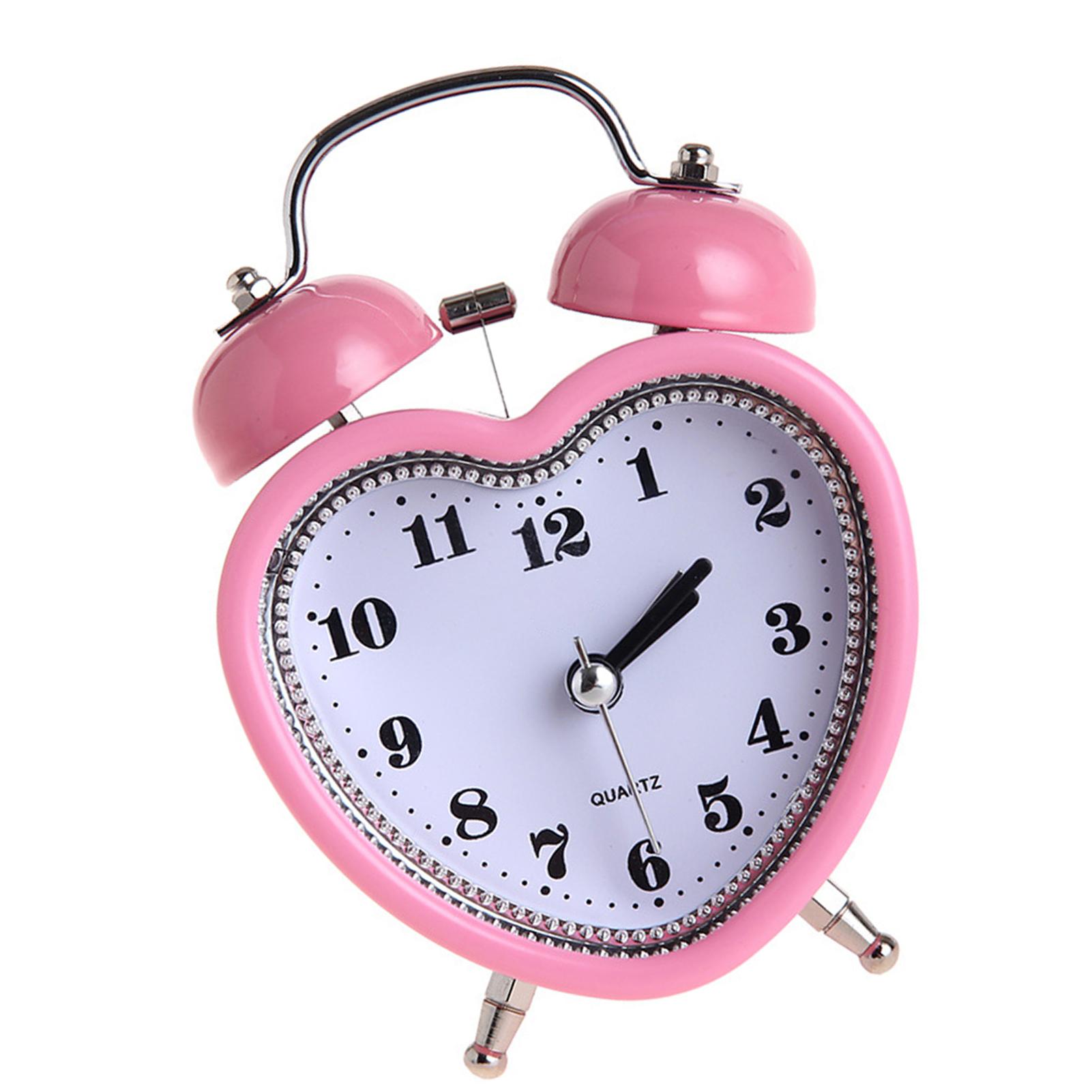 

Love shaped Creative Bell Alarm Clock Mute Night Light Personalized Gift Alarm Clock Red красный