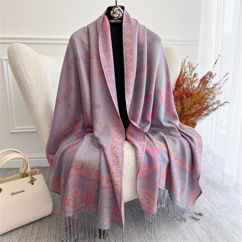Autumn Bohemian Ethnic Paisley Cashmere Shawls Scarf for Women Warm Jacquard Pashmina Scarves Print Design Lady Foulard Stoles