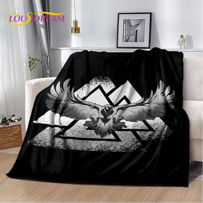 Viking Nordic Odin Valhalla Cartoon Valknut Blanket,Soft Throw Blanket for Home Bedroom Bed Sofa Picnic Office Travel Cover Kids