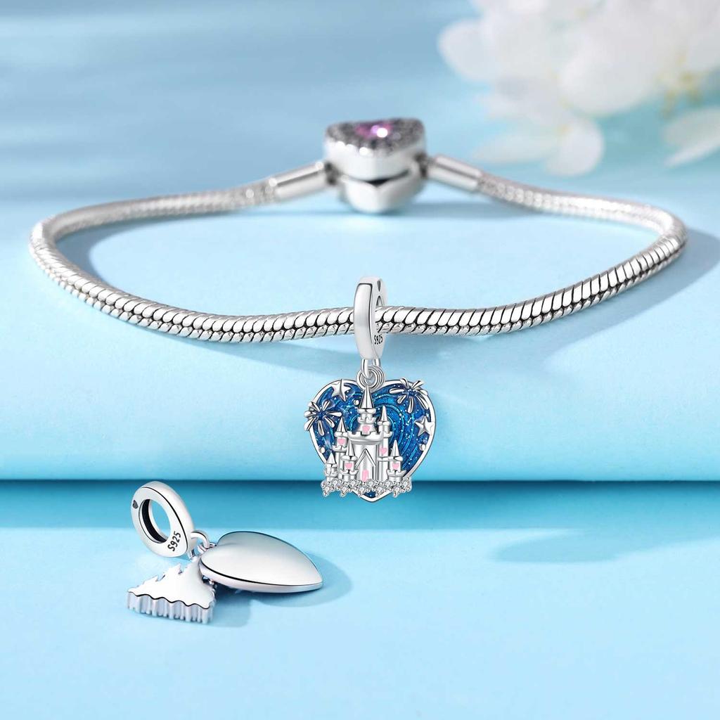 Kupfer Feuerwerk Schloss Anhänger Armband Charms Passend für Damenschmuck Party Perlen DIY Feine Geschenke Zubehör