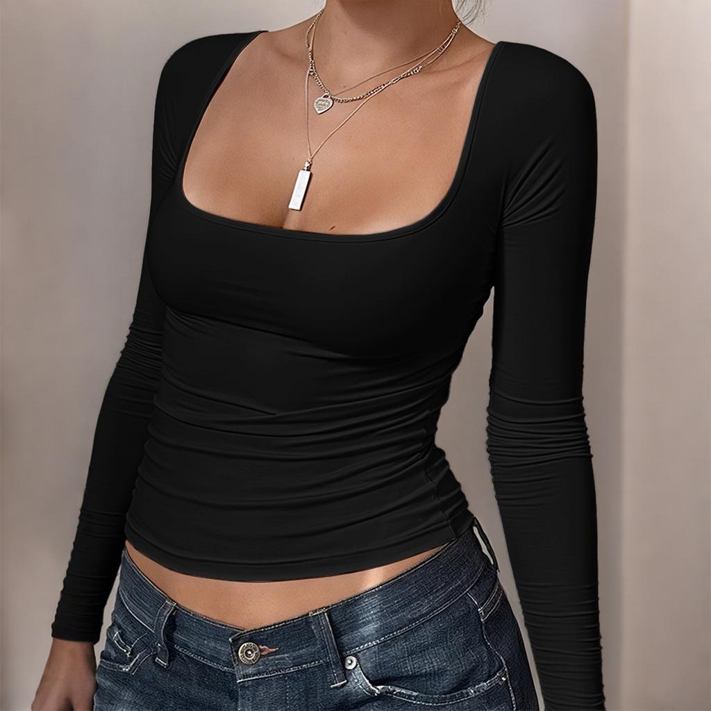 Hot Girl Style Long-sleeved Women's Bottoming Shirt T-shirt Women's 2025 Autumn and Winter