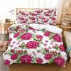Elegantes Blumen-Bettwäscheset, Bettbezug-Set, 3D-Bettwäsche, Digitaldruck, Queen-Size-Bettwäscheset aus Polyester, modisches Design, bunt