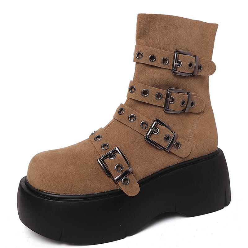 Fashion Autumn Winter Platform Thick Bottom Women Ankle Boots Fashion Female Height Increase Short Booties