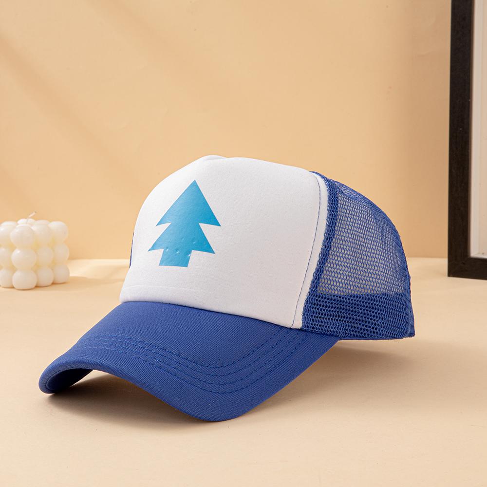 YIRAN Dayang hat Anime Gravity Falls Dipper Pines Blauwe Dennenboom Print Trucker Cap Mannen Vrouwen Cartoon Cosplay Verstelbare Baseballpet Voor Buiten Adjustable