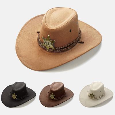 Cappello da cowboy occidentale retrò da sceriffo, cappello parasole con cordino antivento, cappello da uomo e da donna per equitazione, turismo, pesca, cappello parasole