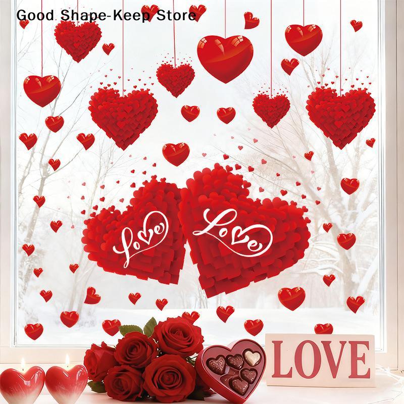 Valentine's Day Festive Party Atmosphere Decorations For Heart Shaped Wall Window Stickers Home Party Shop Restaurant