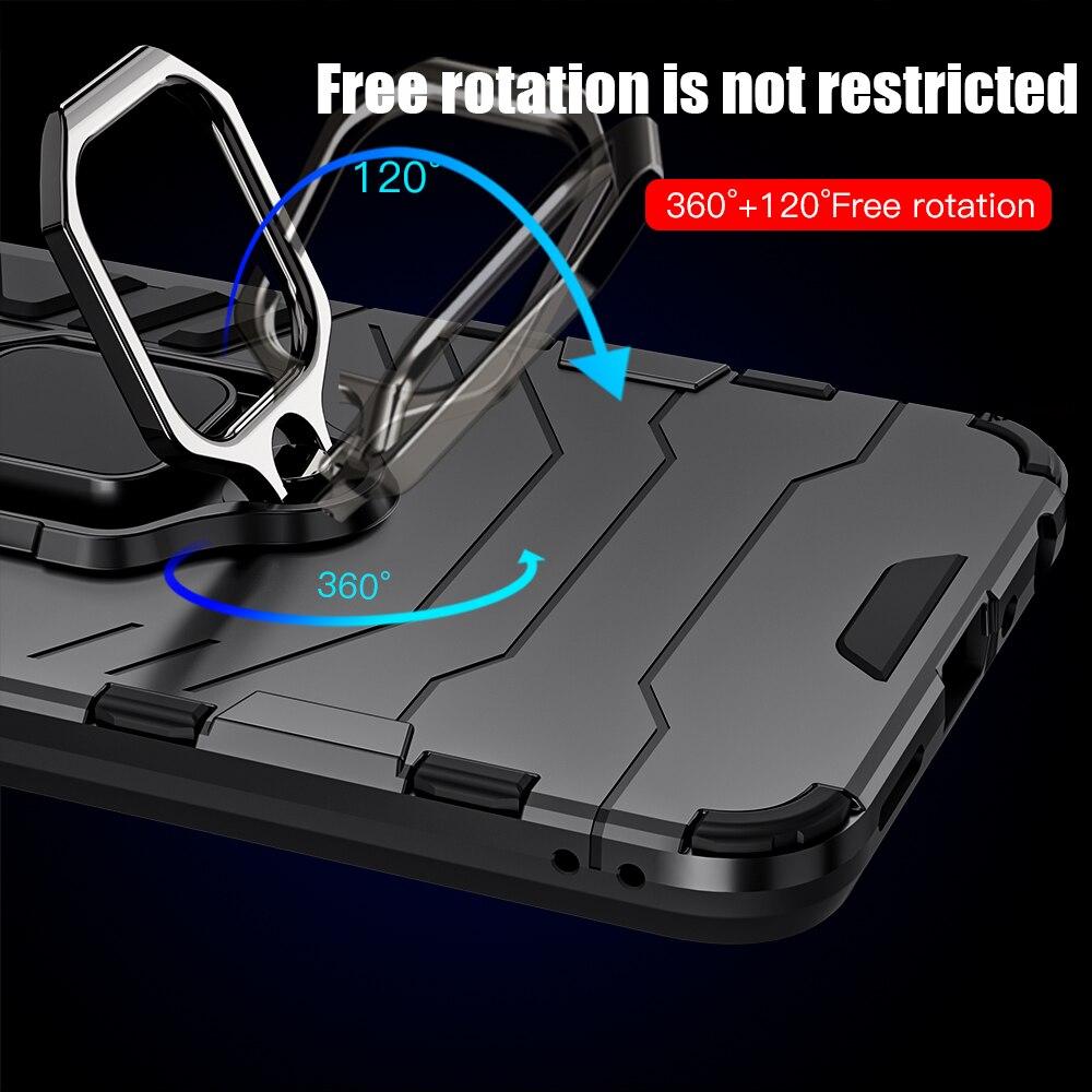 KEYSION Shockproof Armor Case for OPPO A77 5G A57 4G Silicone+PC Metal Ring Stand Phone Back Cover for Realme Q5i V23 5G