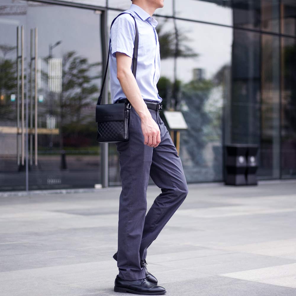 SPAHER Kožená taška přes rameno Business Messenger pro dojíždění a služební cesty Pánská taška, Malá, Crossbody, Vertikální, Multifunkční, Vodotěsná,