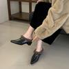 High heel deep mouth pointed hair shoes women's 2025 winter plush thick heel single shoes tide
