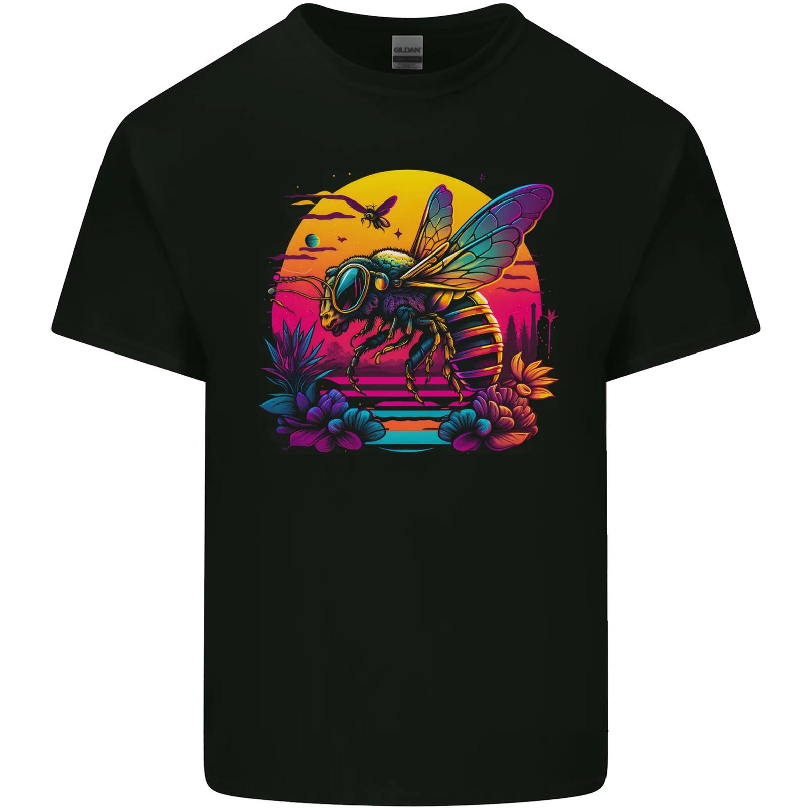 A Retrowave Bee Retro Colour Kids T-Shirt Childrens M