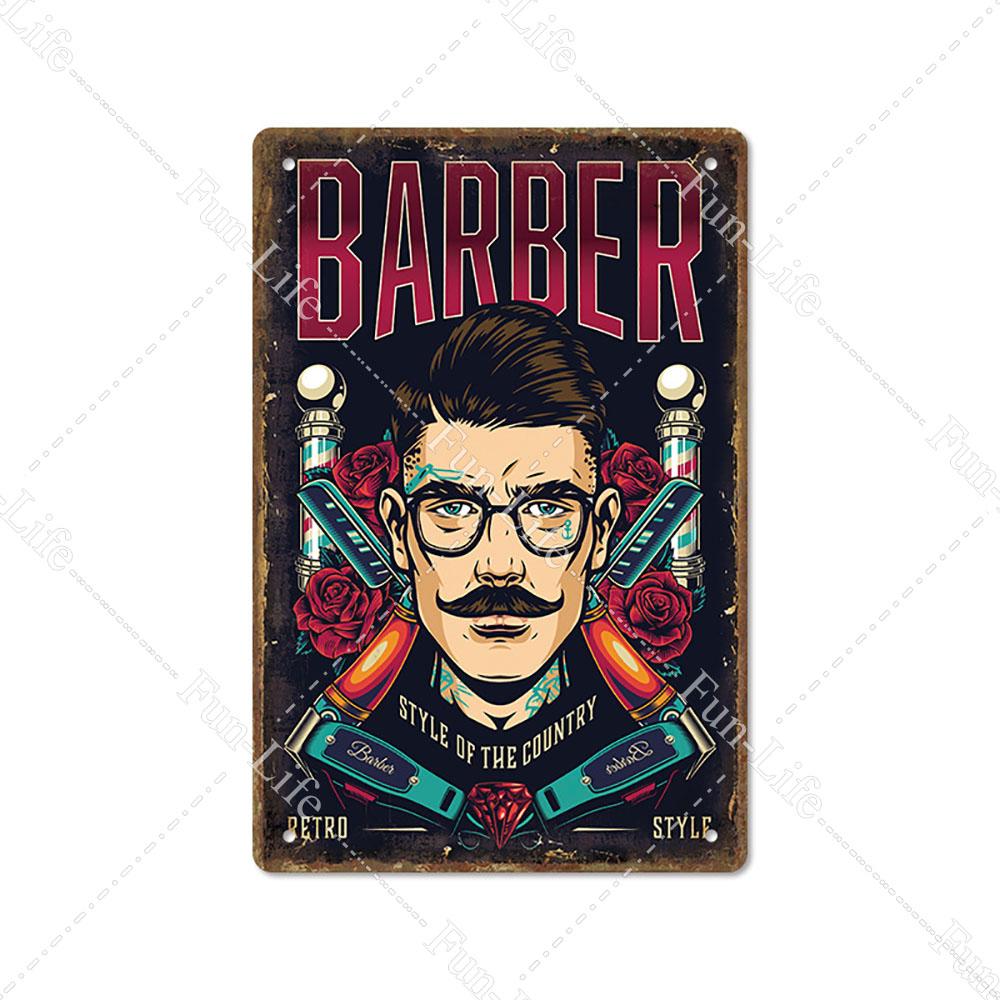 2024 New Barbershop Retro Plate Poster Vintage Home Decor Retro Metal Tin Signs Pub Car Garage Wall Art Home Decor 20x30cm
